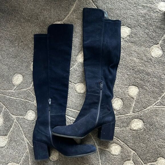 Stuart Weitzman “ALLJACK” Over the Knee Navy Suede Boot, Size 7.5 - Picture 4 of 9